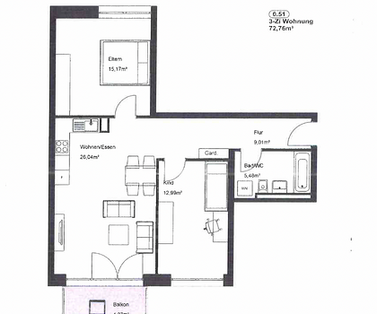 Erstbezug - 3 Zimmer Wohnung in Bamberg - La Garde Gelände